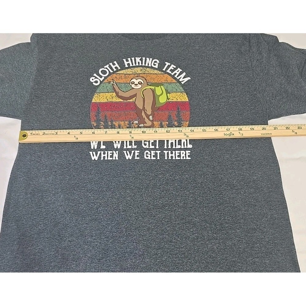 Gildan Men's Large Sloth Hiking Team Heather Gray T-shirt - Picture 4 of 7